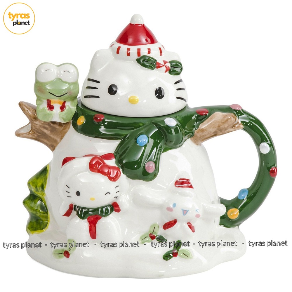 Blue Sky Clayworks Hello Kitty Snowman & Friends Christmas Teapot Figurine